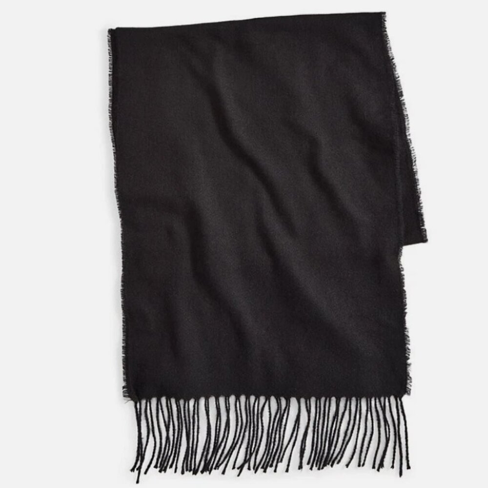 Style & Co Scarf Women's Solid Fringe-Trim Rectangle One Size Black